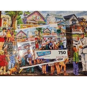 RoseArt 750 Pc Jigsaw‎ Puzzle Back to the Past Ice Cream Truck Day Edward Wargo